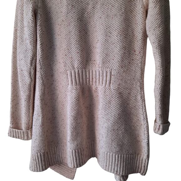 L.L. Bean Oatmeal Color Speckled Chunky Longline Open Cardigan Collar - Size XS - Picture 11 of 13